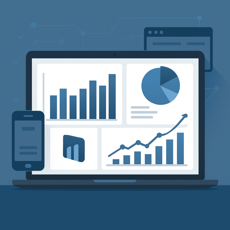 Ilustración de un dashboard de Power BI con gráficos de datos